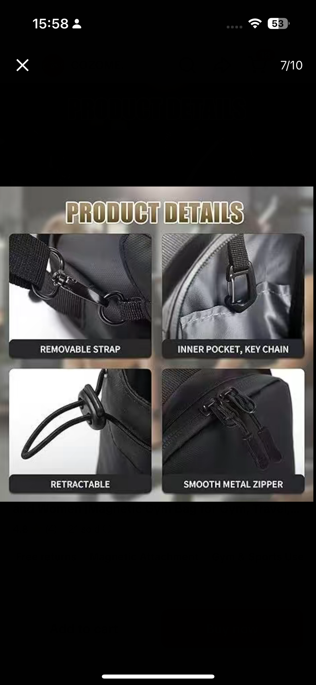 Magnetic Gym Bag Organizer