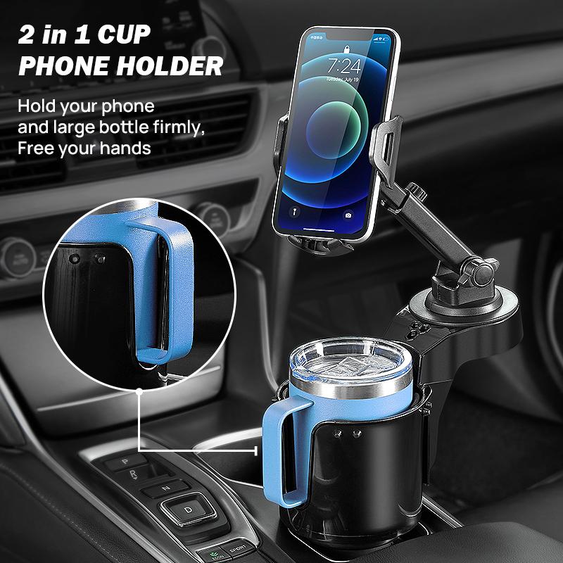 Car Cup Holder with 360° Rotation & Adjustable Arm