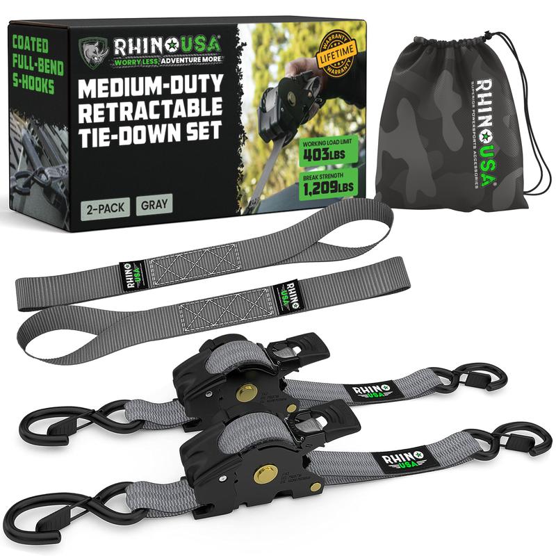 Rhino USA 1" x 10' Retractable Ratchet Straps