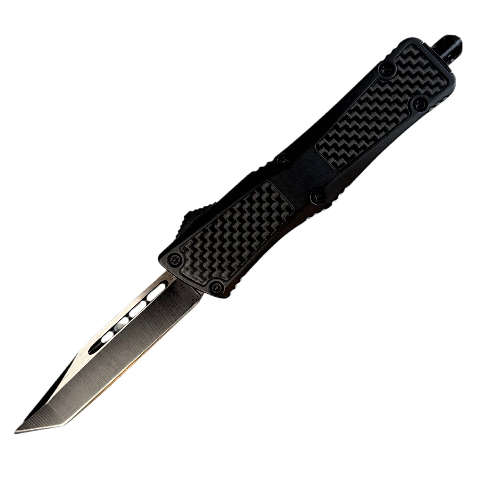 Carbon Fiber Pattern Metal Handle OTF Pocket Knife