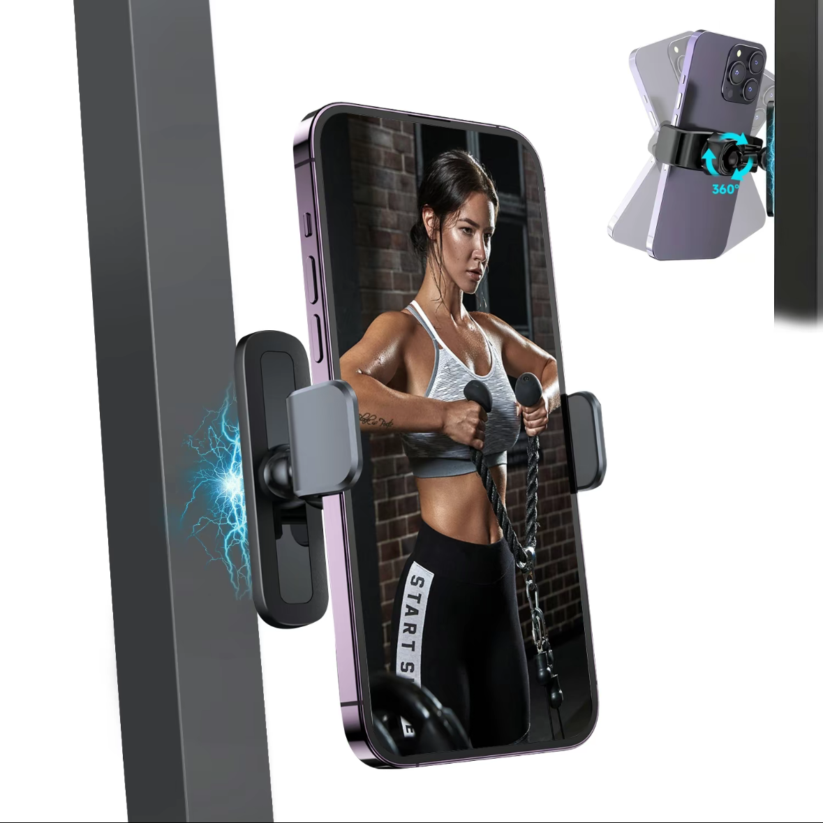 Magnetic Phone Holder - 360 Degree Adjustable, Strong Portable Phone Mount for Gym Home Work.