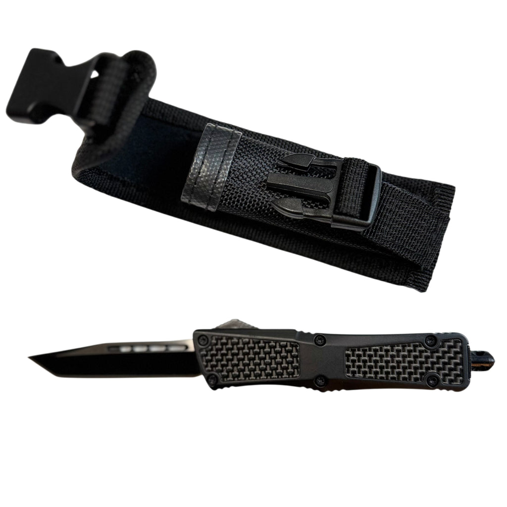 Carbon Fiber Pattern Metal Handle OTF Pocket Knife