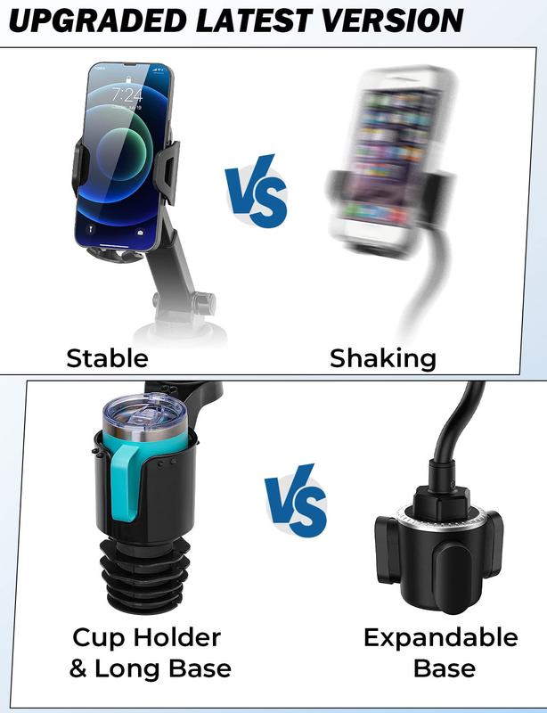 Car Cup Holder with 360° Rotation & Adjustable Arm